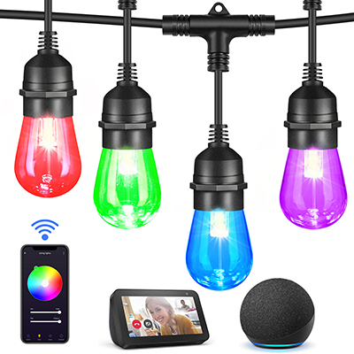 49Ft Outdoor RGB LED Smart String Lights